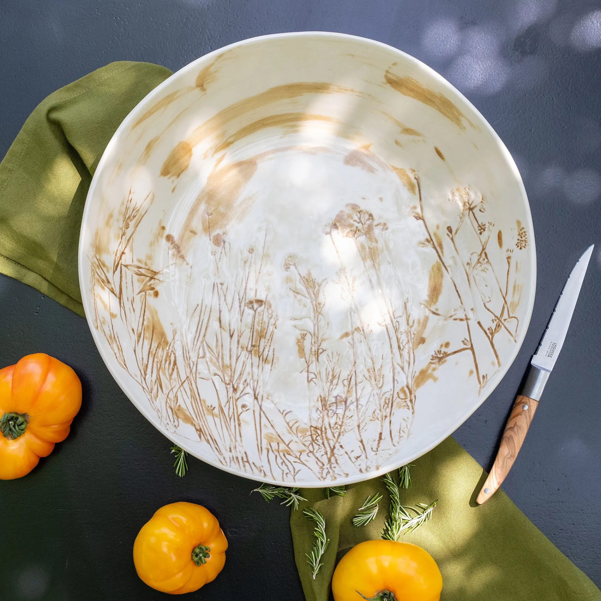 alinea Plat De Service Et Saladier*Saladier en grès D35cm - argan Jaune