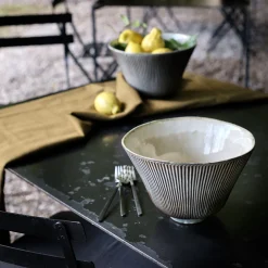 alinea Plat De Service Et Saladier*Saladier en grès réactif D24cm - écorce Marron