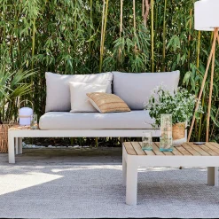 alinea Salon De Jardin D Angle|Salon De Jardin Aluminium*Salon de jardin modulable en teck - beige (2 à 3 places) Blanc