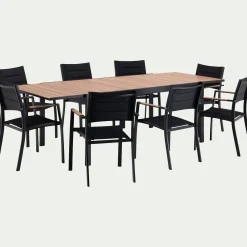 alinea Salon De Jardin Repas*Salon de jardin repas extensible en aluminium - Noir