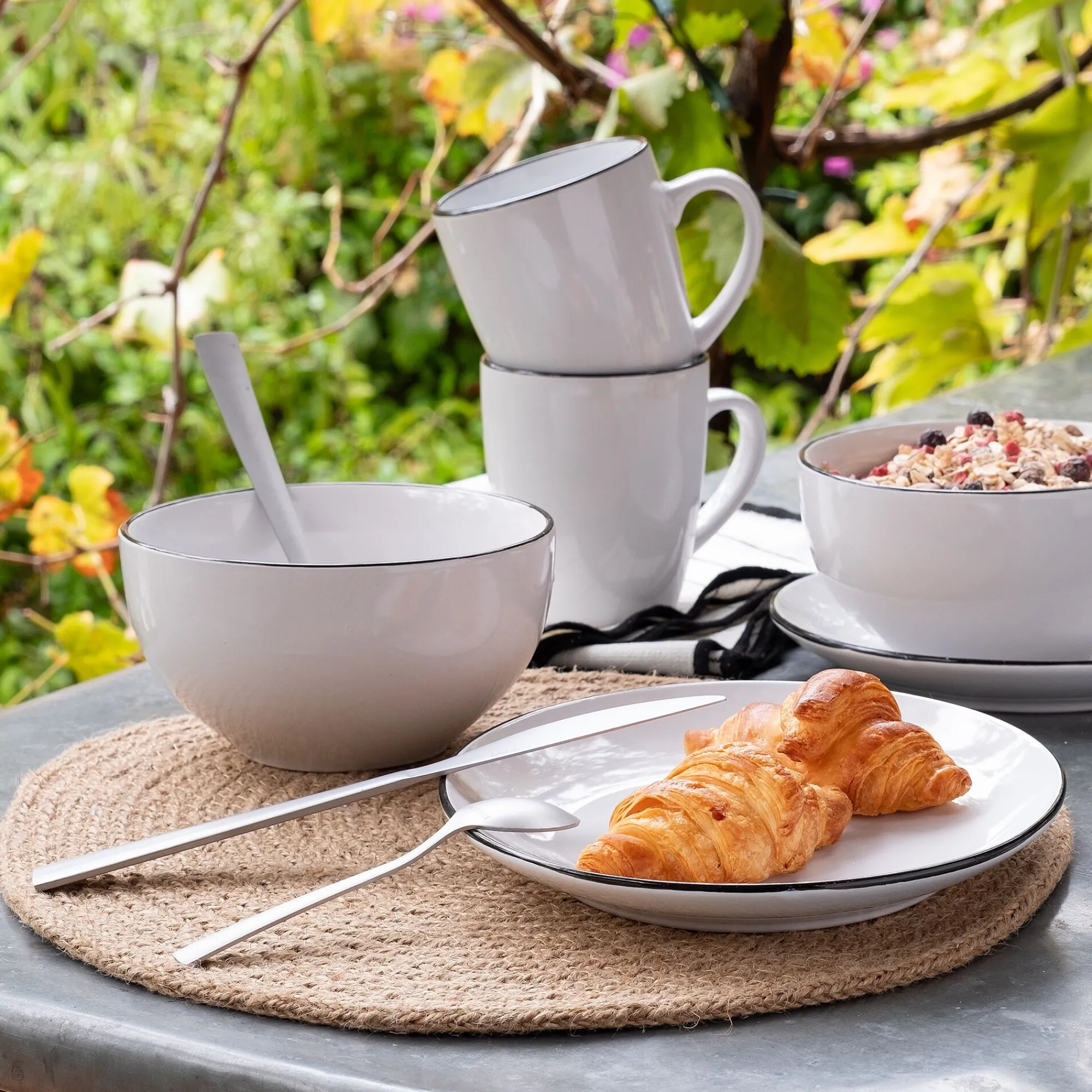 alinea Vaisselle Petit Déjeuner*Service petit-déjeuner en grès - Blanc