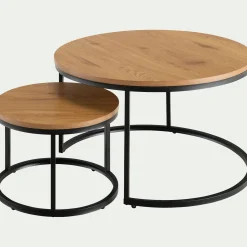 alinea Table Basse*Set de 2 tables basses gigognes en bois et métal - Bois clair