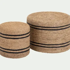 alinea Table Basse Exterieur*Set de 2 tables basses rondes en jacinthe d'eau - Naturel