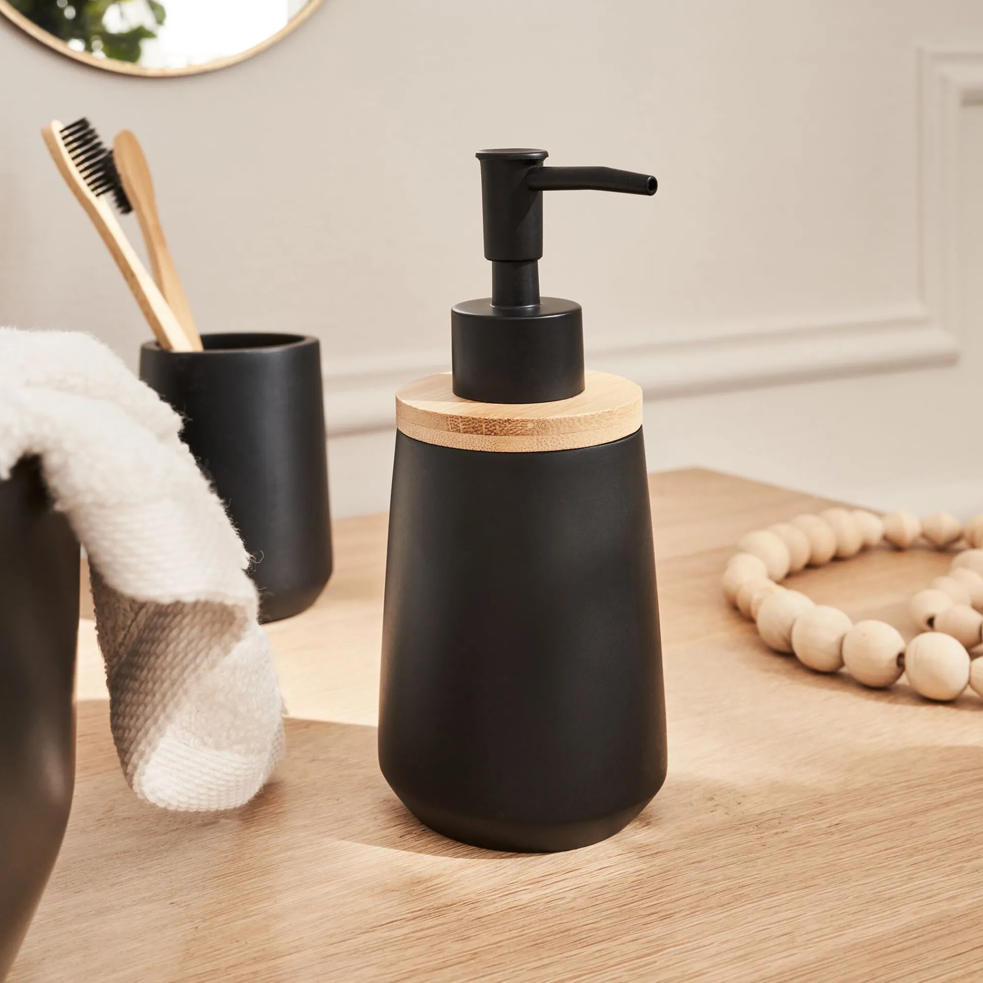 alinea Set De Salle De Bain|Accessoire De Salle De Bain*Set de salle de bain en polyresine - noir