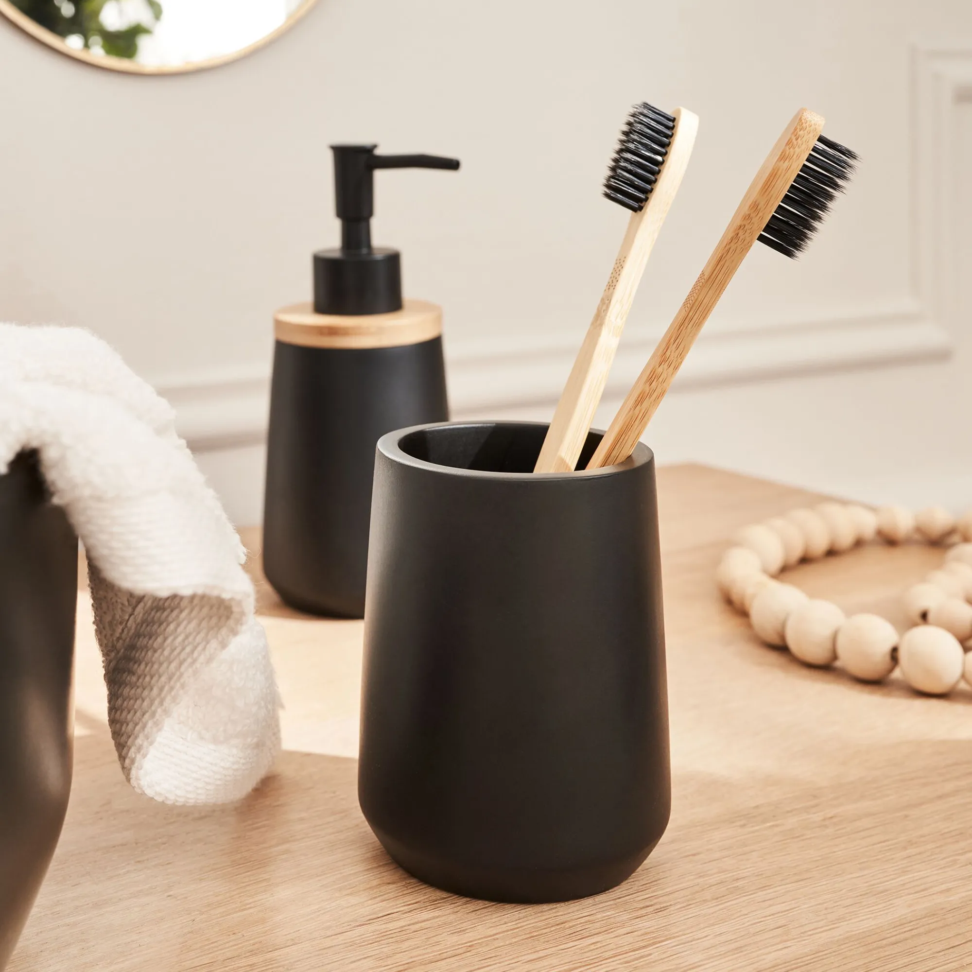 alinea Set De Salle De Bain|Accessoire De Salle De Bain*Set de salle de bain en polyresine - noir