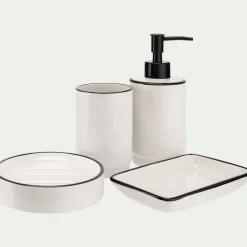 alinea Set De Salle De Bain|Accessoire De Salle De Bain*Set de salle de bain en grès - noir et Blanc