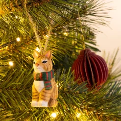 alinea Suspension De Noël*Suspension de Noël chat en bois H7cm - Naturel