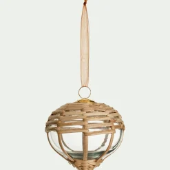 alinea Suspension De Noël*Suspension de Noël en verre tressé de rotin D10cm - Naturel