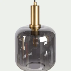 alinea Suspension Électrifiée|Lustre De Salle À Manger*Suspension en acier à 6 globes en verre fumé - Noir
