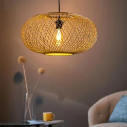 alinea Lustre De Salle À Manger|Lustre*Suspension en bambou - D48xH25cm Naturel