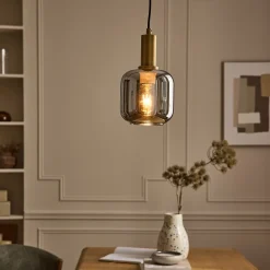 alinea Suspension Électrifiée*Suspension en laiton et globe en verre fumé D16cm - métallisé Doré