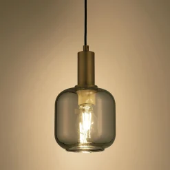 alinea Suspension Électrifiée*Suspension en laiton et globe en verre fumé D16cm - métallisé Doré