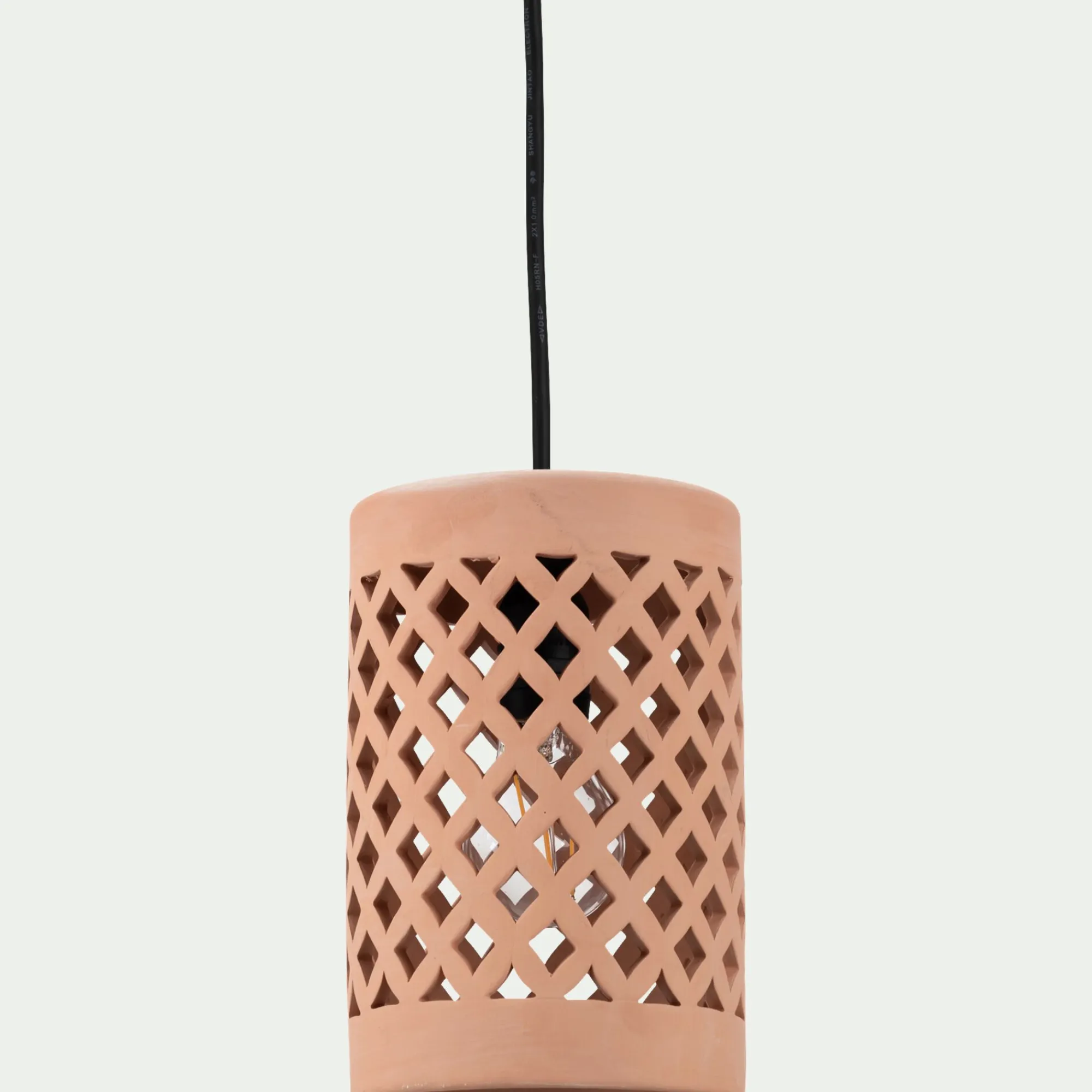 alinea Luminaire Exterieur|Lampe Et Lampadaire D'Extérieur*Suspension extérieure cylindrique ajourée en terre cuite - argile D15cm Rose