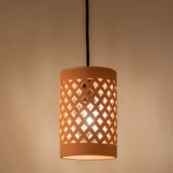 alinea Luminaire Exterieur|Lampe Et Lampadaire D'Extérieur*Suspension extérieure cylindrique ajourée en terre cuite - argile D15cm Rose