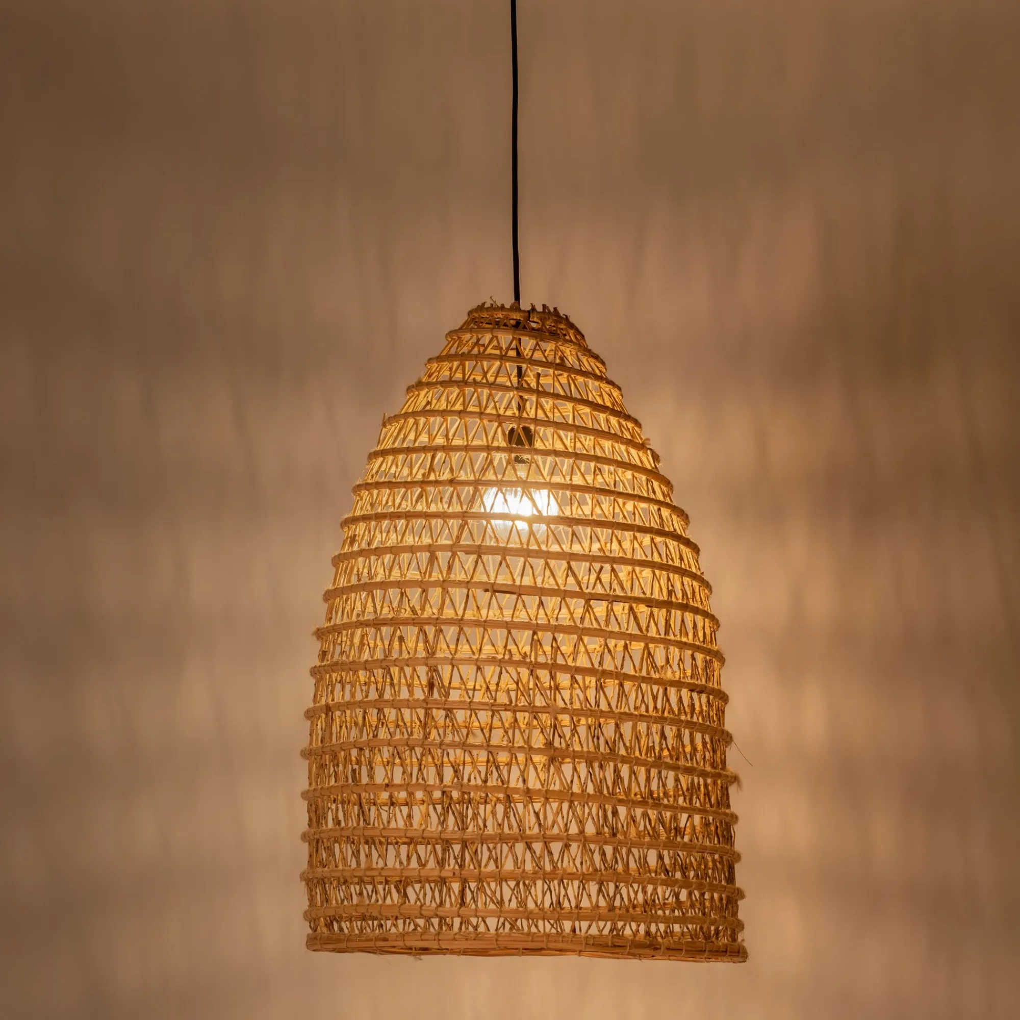 alinea Luminaire Exterieur|Lampe Et Lampadaire D'Extérieur*Suspension extérieure électrifiée en fibre de palmier D45xH80cm - Naturel