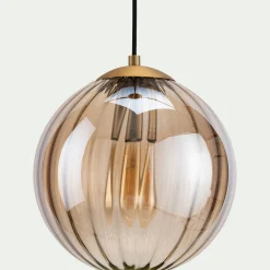 alinea Suspension Électrifiée*Suspension électrifié en verre et acier D25cm - Marron