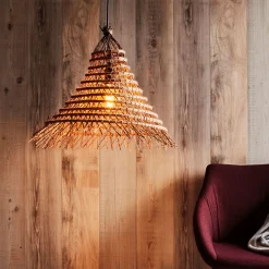 alinea Lustre De Salle À Manger|Lustre*Suspension électrifiée fait main E27 en palmier D50cm - Naturel