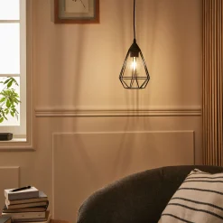 alinea Lustre De Salle À Manger|Lustre*Suspension électrifiée géométrique E27 en acier D17,5cm - Noir