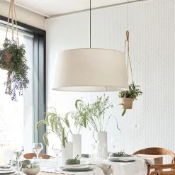 alinea Suspension Naturelle|Suspension Électrifiée*Suspension électrifiée tambour en lin et coton D78cm - roucas Beige