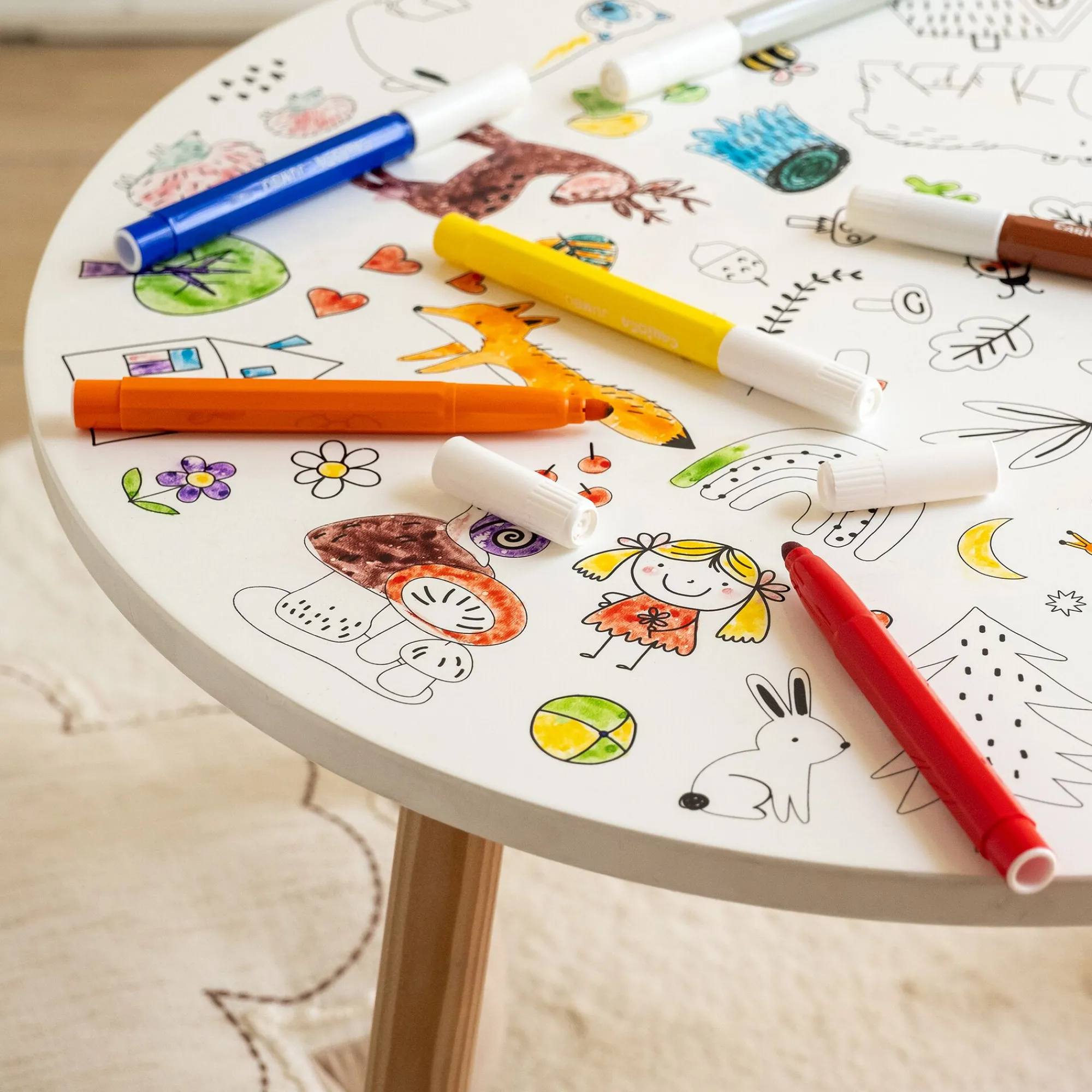 alinea Table Et Chaise Enfant*Table à colorier D50xH41,6cm - Blanc