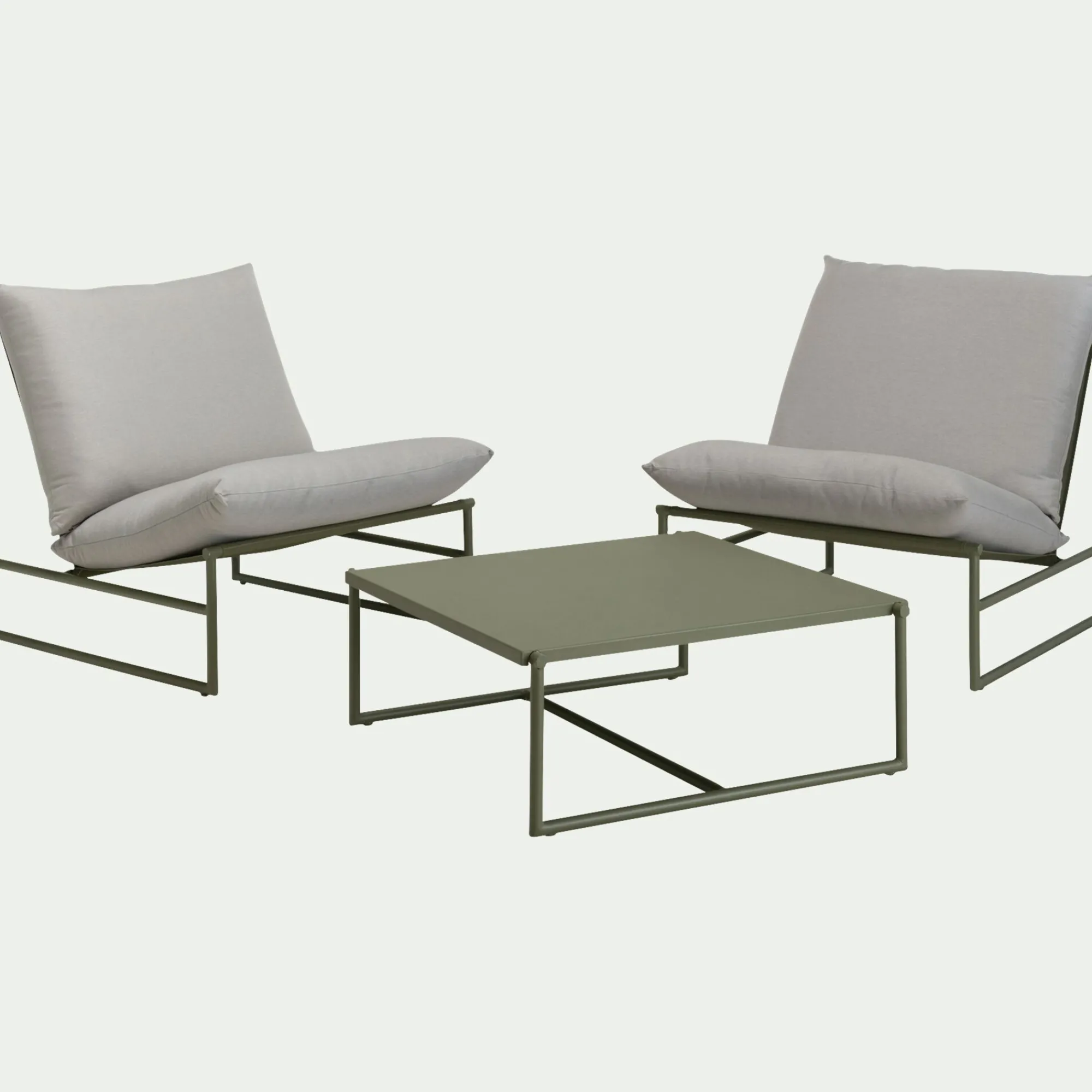 alinea Table Basse Exterieur*Table basse de jardin carrée en aluminium - Vert cèdre