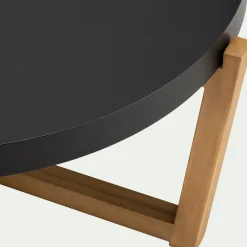alinea Table Basse Exterieur*Table basse de jardin en acier et acacia D84cm - Noir