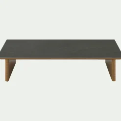 alinea Table Basse Exterieur*Table basse de jardin en aluminium effet bois et céramique - Noir