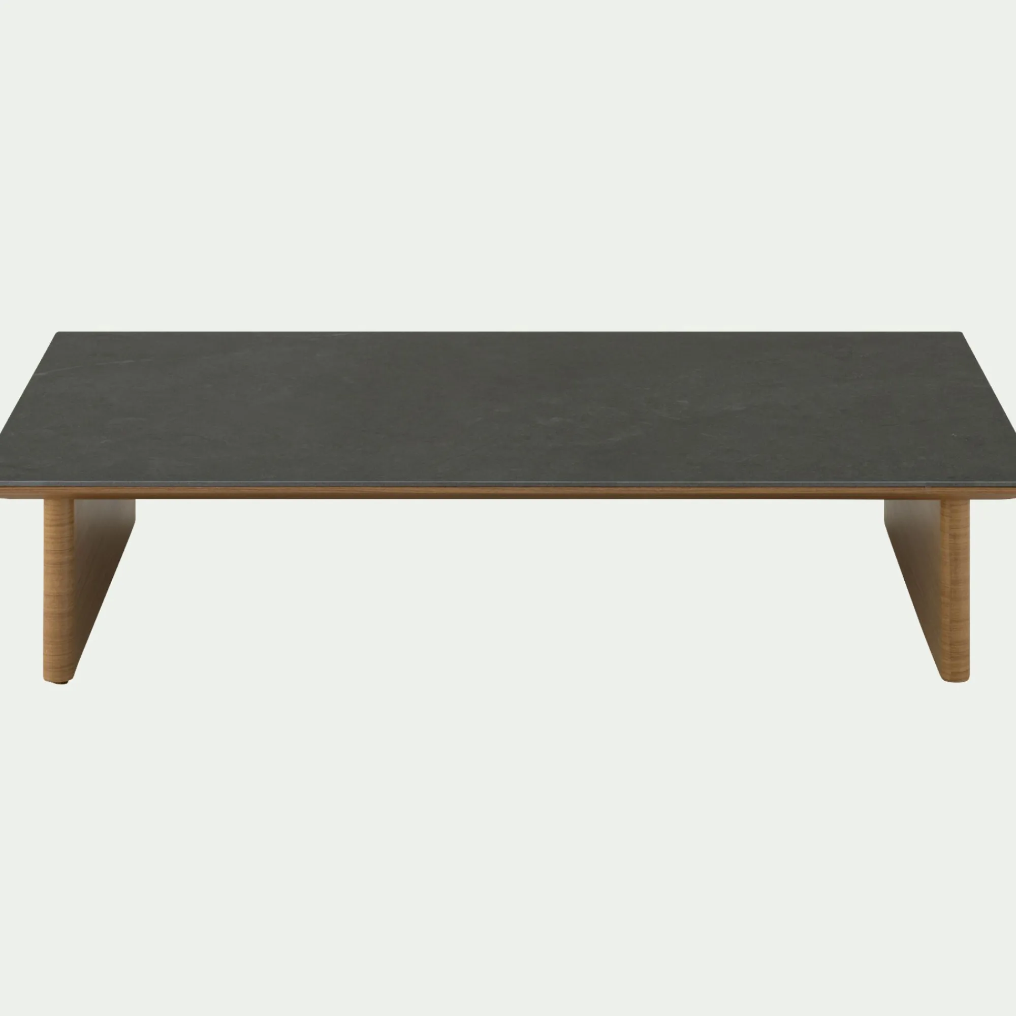 alinea Table Basse Exterieur*Table basse de jardin en aluminium effet bois et céramique - Noir