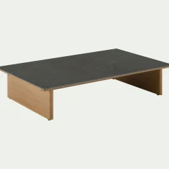 alinea Table Basse Exterieur*Table basse de jardin en aluminium effet bois et céramique - Noir