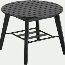alinea Table Basse Exterieur*Table basse de jardin ronde en bois d'eucalyptus et aluminium - noir