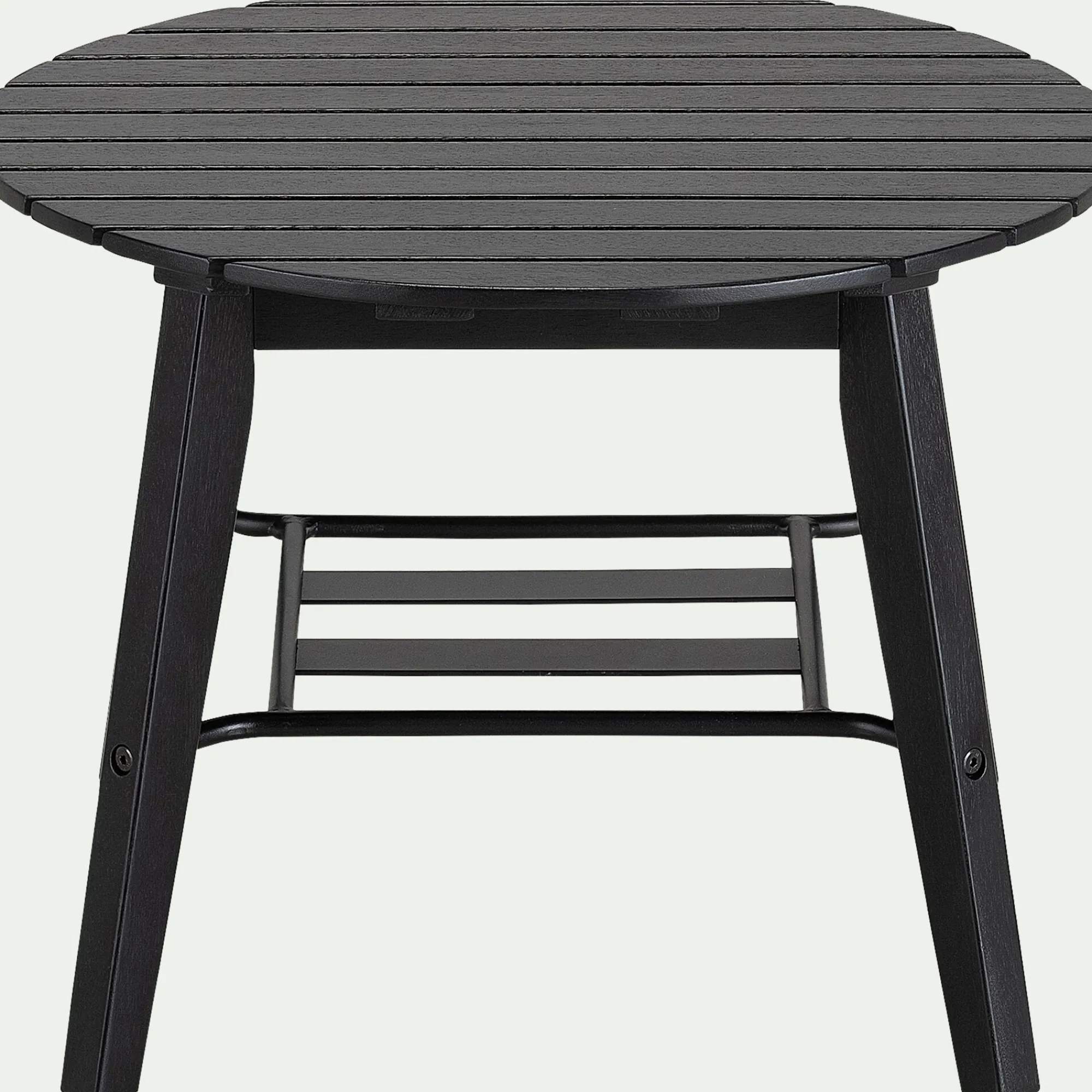 alinea Table Basse Exterieur*Table basse de jardin ronde en bois d'eucalyptus et aluminium - noir