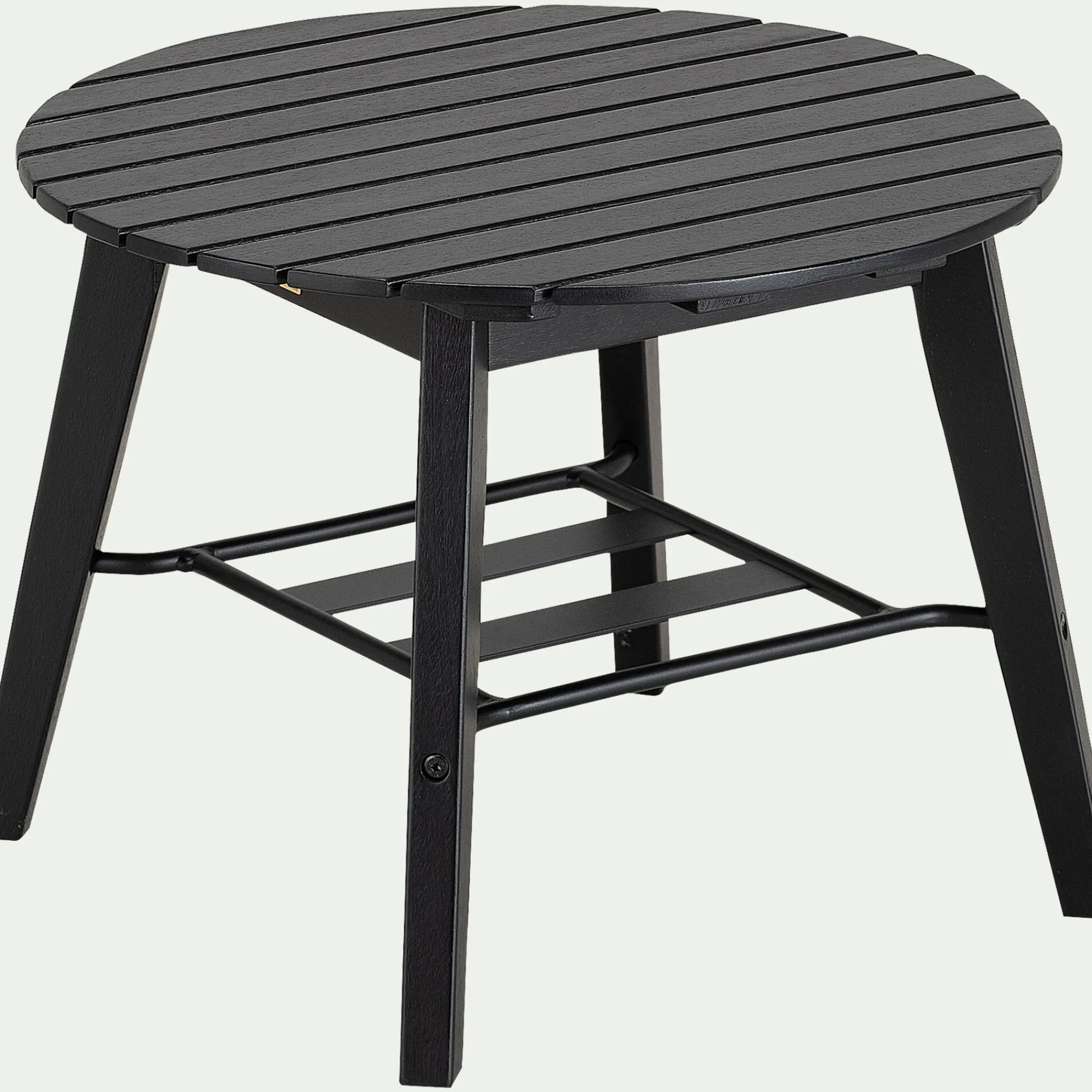 alinea Table Basse Exterieur*Table basse de jardin ronde en bois d'eucalyptus et aluminium - noir