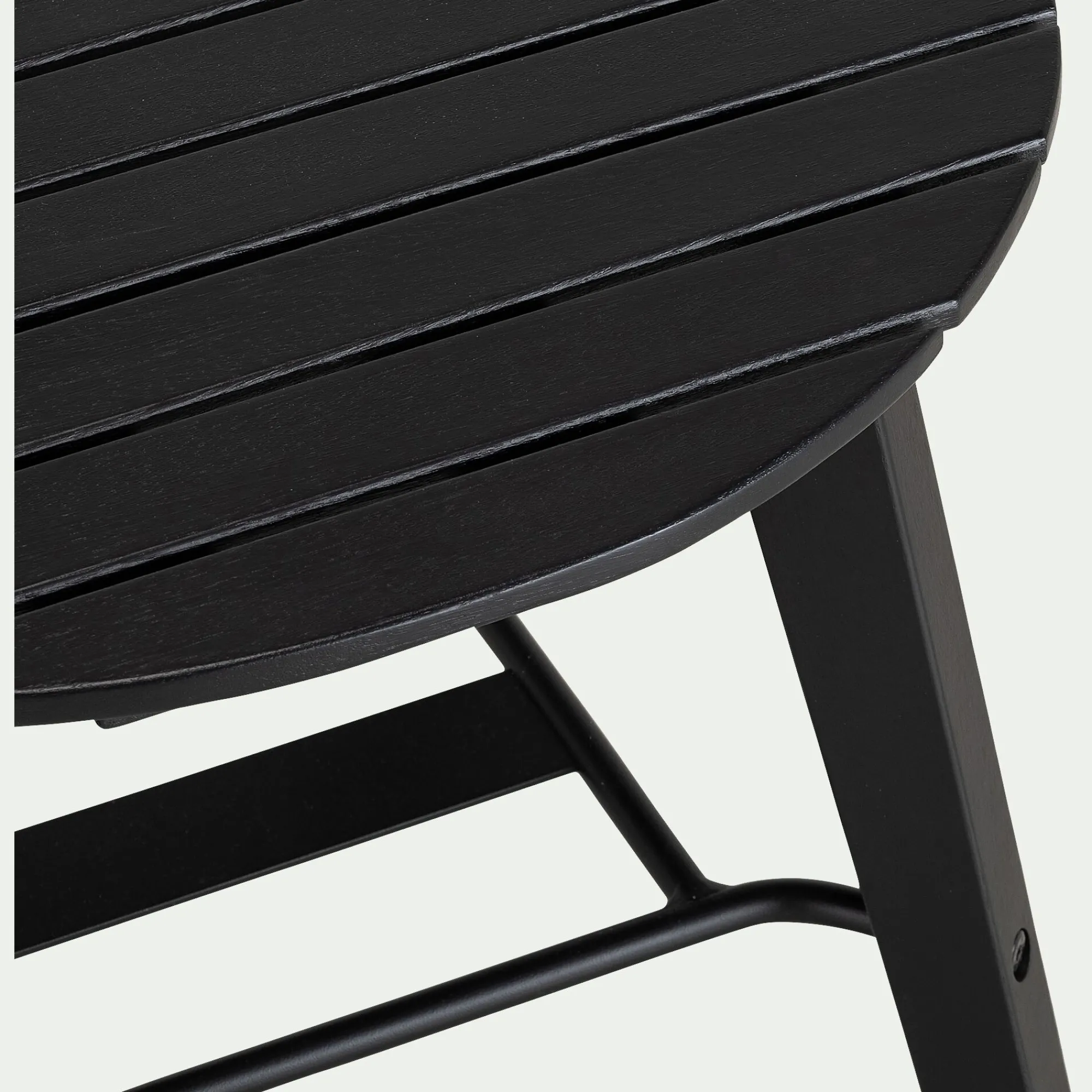 alinea Table Basse Exterieur*Table basse de jardin ronde en bois d'eucalyptus et aluminium - noir