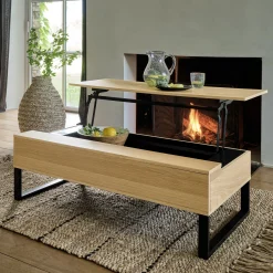 alinea Table Basse*Table basse en bois avec plateau relevable - naturel Bois clair