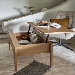 alinea Table Basse*Table basse en bois avec plateau relevable - naturel Bois clair