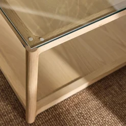 alinea Table Basse*Table basse en chêne et verre L92x92cm - Bois clair