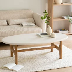 alinea Table Basse*Table basse ovale en bois L126xl70cm - Blanc