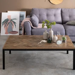 alinea Table Basse*Table basse rectangle en bois recyclé - Bois foncé