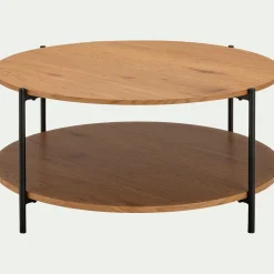 alinea Table Basse*Table basse ronde en bois et acier - Bois clair
