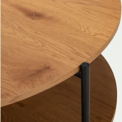 alinea Table Basse*Table basse ronde en bois et acier - Bois clair