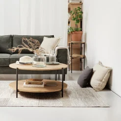 alinea Table Basse*Table basse ronde en bois et acier - Bois clair