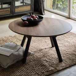 alinea Table Basse*Table basse ronde en bois - Bois foncé