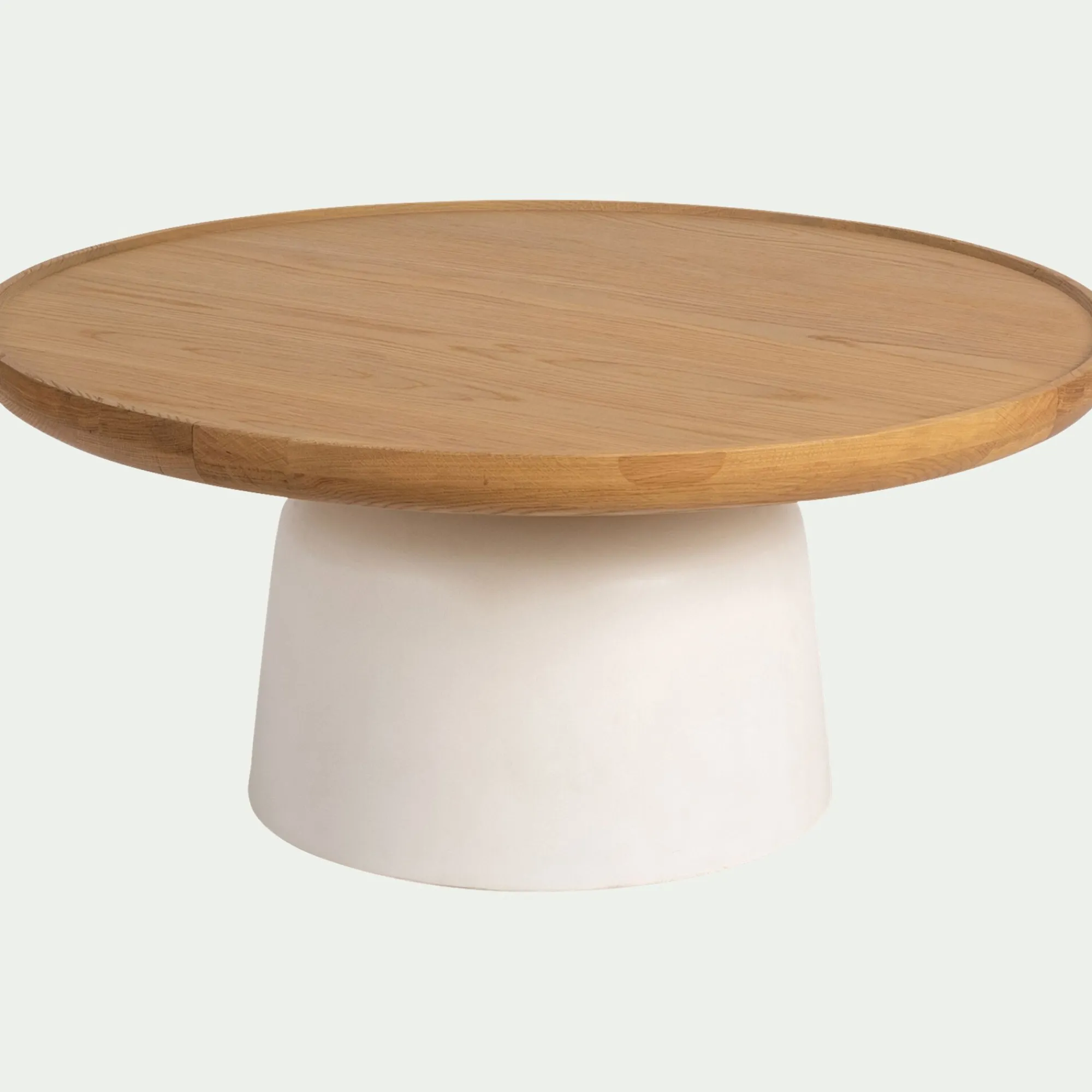 alinea Table Basse*Table basse ronde en chêne et béton - naturel Bois clair