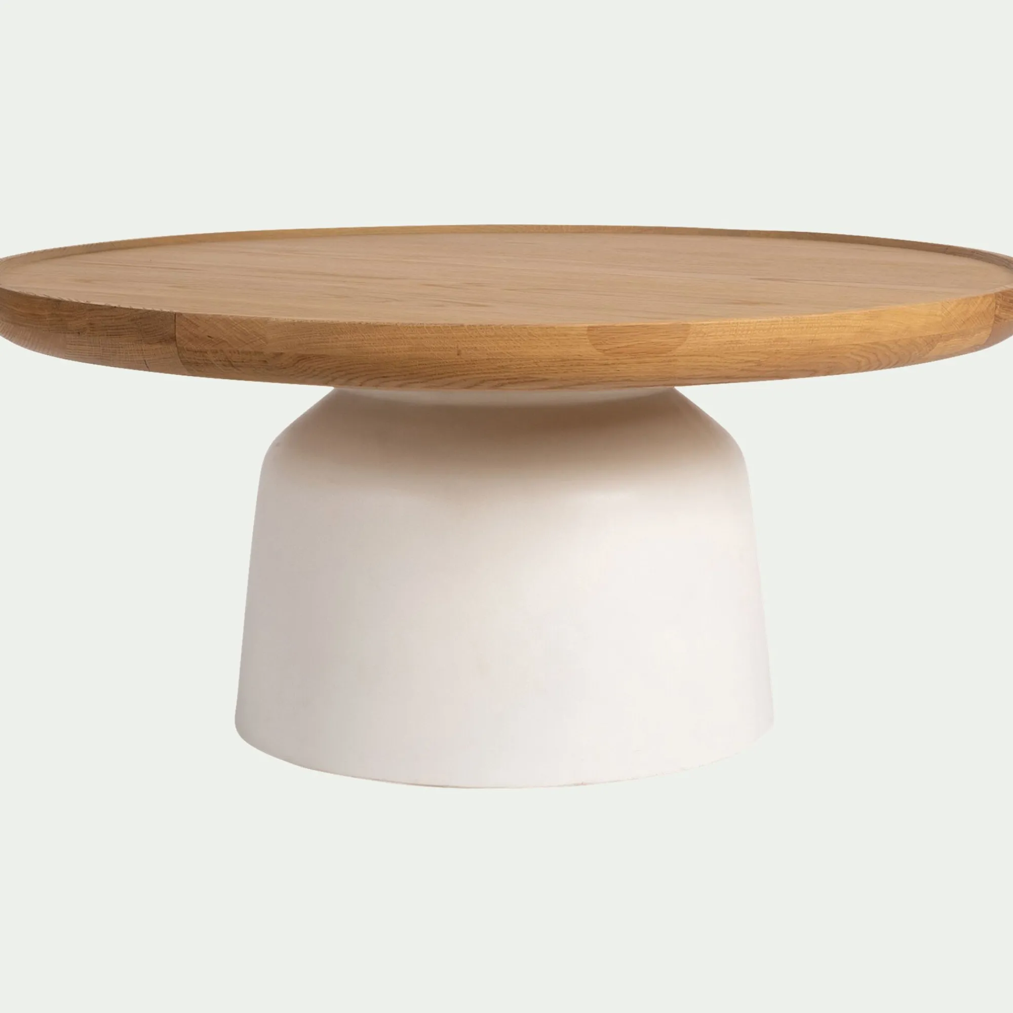 alinea Table Basse*Table basse ronde en chêne et béton - naturel Bois clair