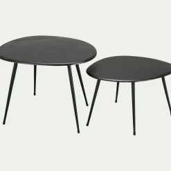 alinea Bout De Canapé|Table Basse*Tables gigognes en fonte d'aluminium - Noir