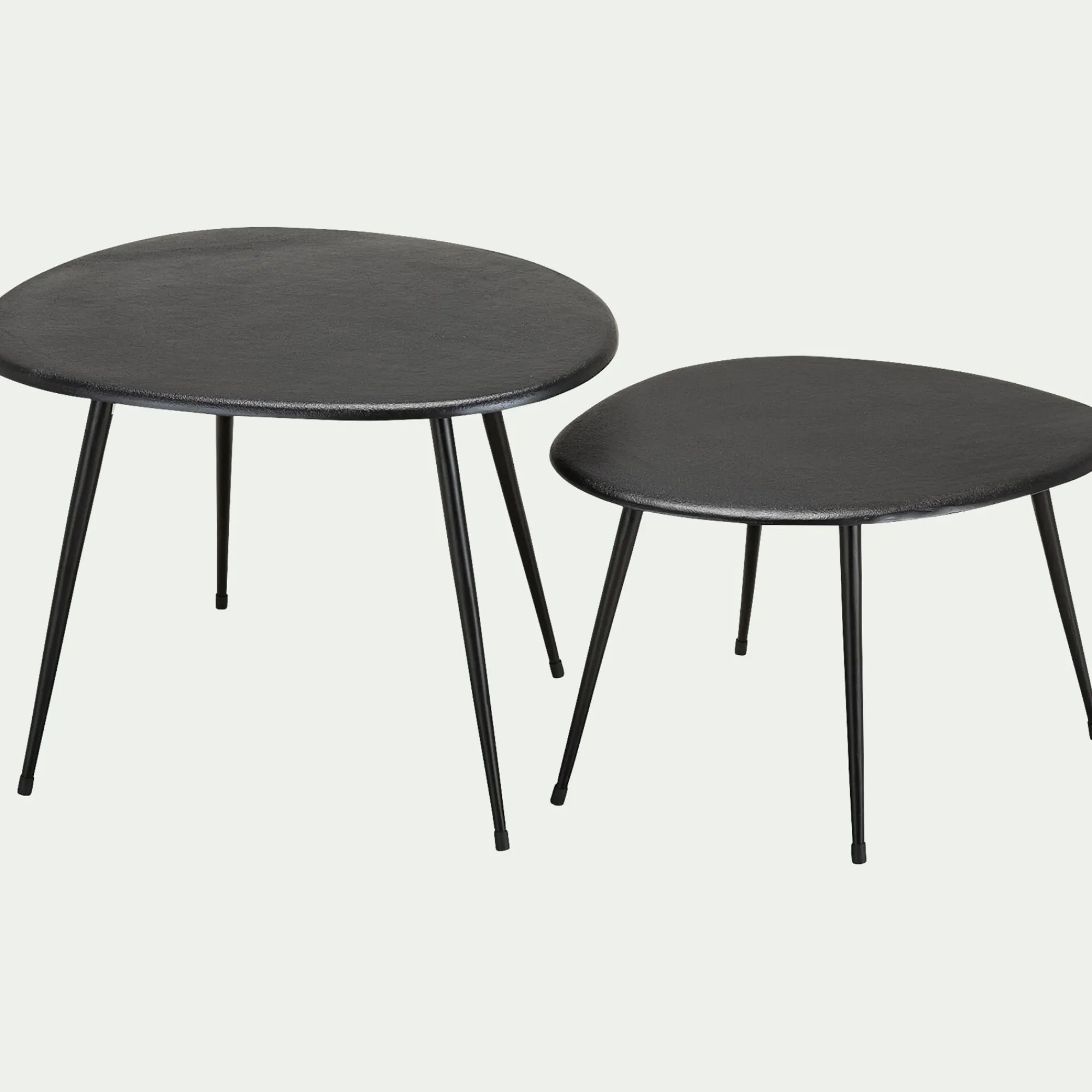 alinea Bout De Canapé|Table Basse*Tables gigognes en fonte d'aluminium - Noir
