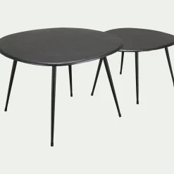 alinea Bout De Canapé|Table Basse*Tables gigognes en fonte d'aluminium - Noir