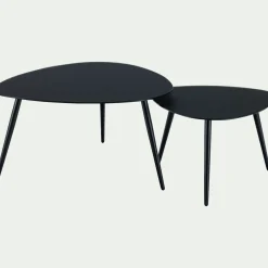 alinea Table Basse*Tables gigognes en verre trempé - Noir