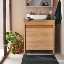 alinea Rangement De Salle De Bain*Tablette / Top simple pour meuble sous-vasque L80cm Bois clair