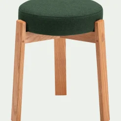 alinea Tabouret*Tabouret bas en bois de frêne et tissu H45cm - cèdre Vert